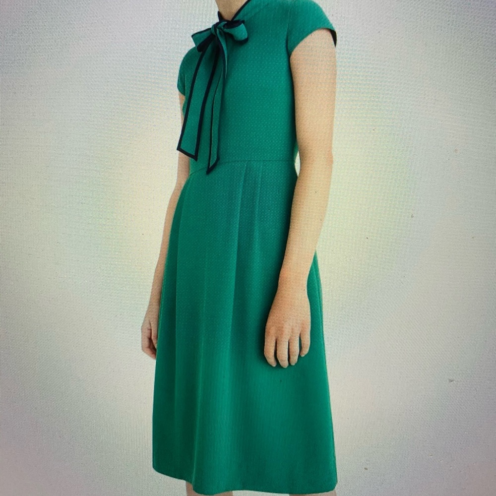 J. Crew green tie neck dress